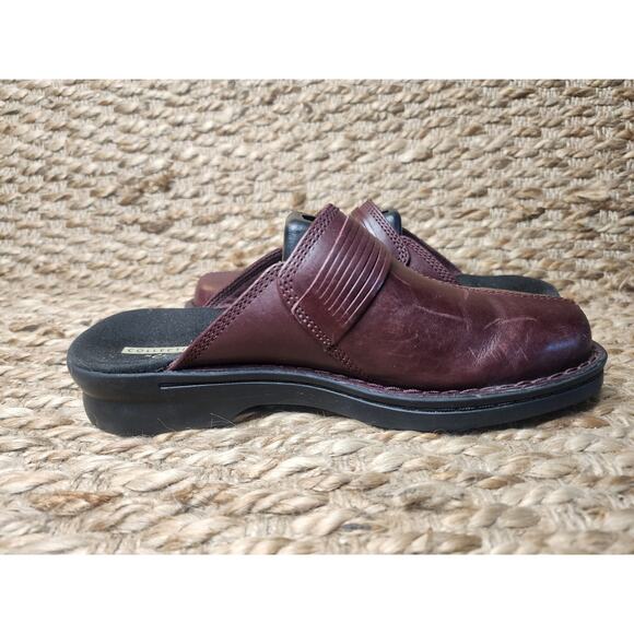 Clarks Burgundy Red Leather Patty Lorene Slip On Mule Clogs Size 7M - Picture 6 of 10